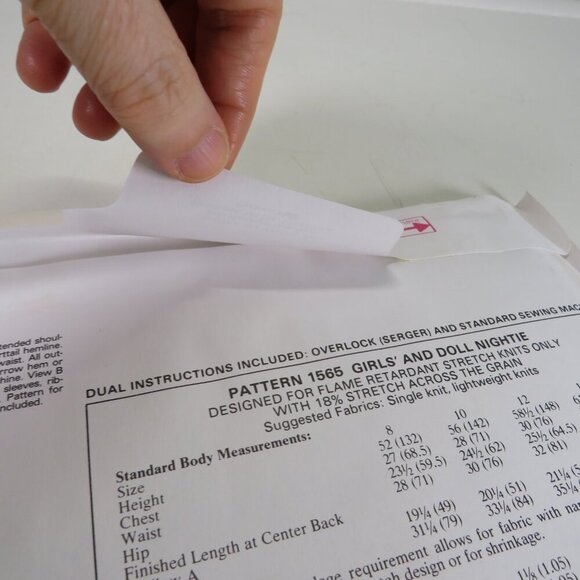 Kwik Sew 1565 Girl NIGHT SHIRT & DOLL SHIRT size 8-14 UNCUT Sewing Pattern - Picture 7 of 7